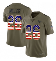 Men Nike Houston Texans 26 Lamar Miller Limited OliveUSA Flag 2017 Salute to Service NFL Jersey