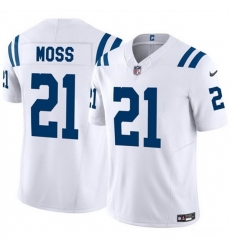 Men Indianapolis Colts 21 Zack Moss White 2023 F U S E  Vapor Untouchable Limited Stitched Football Jersey