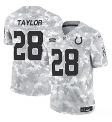 Men Indianapolis Colts 28 Jonathan Taylor 2024 F U S E Arctic Camo Salute To Service Limited Stitched Football Jersey