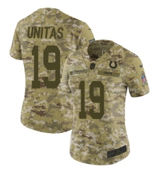 Nike Colts #19 Johnny Unitas Camo Women Stitched NFL Limited 2018 Salute to Service Jersey