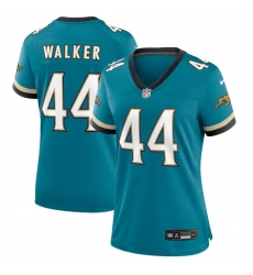 Women Jacksonville Jaguars 44 Travon Walker Teal 2024 Prowler Throwback Vapor Limited Stitched Football Jersey