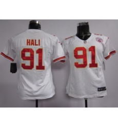 Women Nike Kansas City Chiefs 91 Tamba Hali White Nike NFL Jerseys