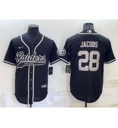 Men Las Vegas Raiders 28 Josh Jacobs Black Cool Base Stitched Baseball Jersey