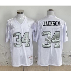 Men Las Vegas Raiders 34 Bo Jackson White Throwback Stitched Football Jersey