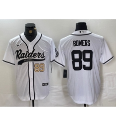 Men Las Vegas Raiders 89 Brock Bowers White Cool Base Stitched Baseball Jersey 1