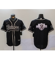 Men Las Vegas Raiders Black Team Big Logo With Patch Cool Base Stitched Baseball Jersey 6