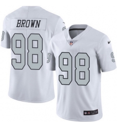 Nike Raiders 98 Trent Brown White Men Stitched NFL Limited Rush Jersey