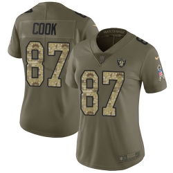 Nike Raiders #87 Jared Cook Olive Camo Womens Stitched NFL Limited 2017 Salute to Service Jersey