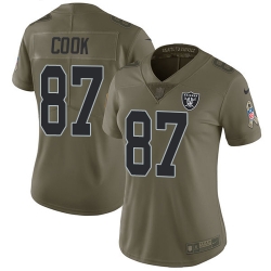 Nike Raiders #87 Jared Cook Olive Womens Stitched NFL Limited 2017 Salute to Service Jersey