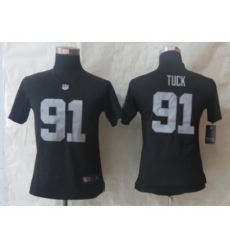 Women Nike Oakland Raiders #91 Tuck Black Jerseys