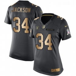 Womens Nike Oakland Raiders 34 Bo Jackson Limited BlackGold Salute to Service NFL Jersey