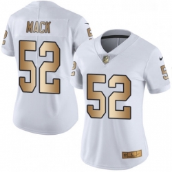 Womens Nike Oakland Raiders 52 Khalil Mack Limited WhiteGold Rush NFL Jersey