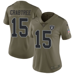 Womens Nike Raiders #15 Michael Crabtree Olive  Stitched NFL Limited 2017 Salute to Service Jersey