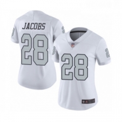 Womens Oakland Raiders 28 Josh Jacobs Limited White Rush Vapor Untouchable Football Jersey