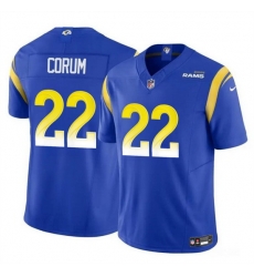 Men Los Angeles Rams 22 Blake Corum Blue 2024 Draft F U S E Vapor Untouchable Stitched Football Jersey