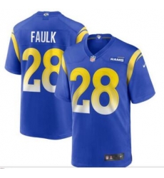 Men Los Angeles Rams 28 Marshall Faulk Blue Yellow Vapor Limited Jersey