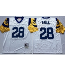 Mitchell And Ness Rams #28 marshall faulk white Throwback Stitched NFL Jersey