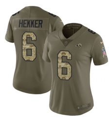 Nike Rams #6 Johnny Hekker Olive Camo Womens Stitched NFL Limited 2017 Salute to Service Jersey