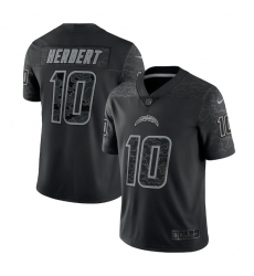 Men Los Angeles Chargers 10 Justin Herbert Black Reflective Limited Stitched Football Jersey