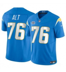 Men Los Angeles Chargers 76 Joe Alt Light Blue 2024 With Dradt Patch Vapor Limited Stitched Football Jersey