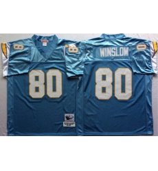 Men Los Angeles Chargers 80 Kellen Winslow Light Blue M&N Throwback Jersey