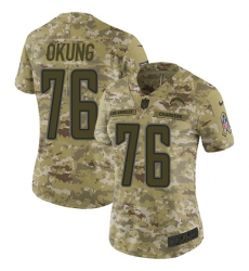 Nike Chargers #76 Russell Okung Camo Women Stitched NFL Limited 2018 Salute to Service Jersey