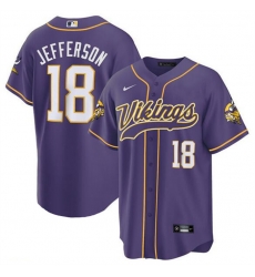 Men Minnesota Vikings 18 Justin Jefferson Purple Cool Base Stitched Baseball Jersey