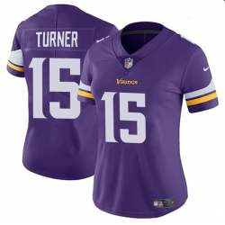 Women Minnesota Vikings 15 Dallas Turner Purple 2024 DraftVapor Stitched Jersey