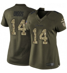 Womens Nike Minnesota Vikings 14 Stefon Diggs Elite Green Salute to Service NFL Jersey