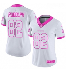 Womens Nike Minnesota Vikings 82 Kyle Rudolph Limited WhitePink Rush Fashion NFL Jersey