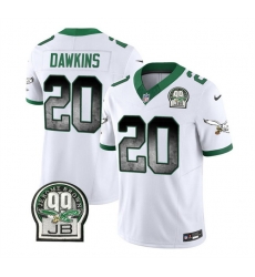 Men Philadelphia Eagles 20 Brian Dawkins White 2023 F U S E  Throwback Vapor Untouchable Limited Stitched Football Jersey