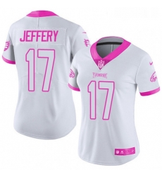 Womens Nike Philadelphia Eagles 17 Alshon Jeffery Limited WhitePink Rush Fashion NFL Jersey