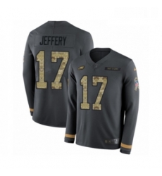 Youth Nike Philadelphia Eagles 17 Alshon Jeffery Limited Black Salute to Service Therma Long Sleeve NFL Jersey