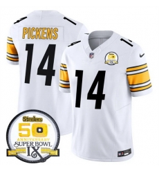 Men Pittsburgh Steelers 14 George Pickens White 2024 F U S E 50th Anniversary Of Super Bowl IX Alternate Vapor Untouchable Limited Stitched Jersey