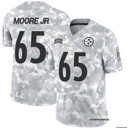 Men Pittsburgh Steelers 65 Dan Moore Jr. 2024 Arctic Camo Salute To Service Limited Stitched Football Jersey