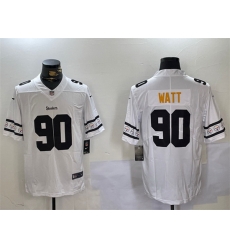 Men Pittsburgh Steelers 90 T J Watt White 2019 Team Logo Cool Edition Stitched Jersey