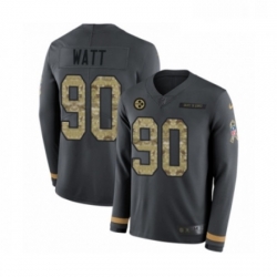 Youth Nike Pittsburgh Steelers 90 T J Watt Limited Black Salute to Service Therma Long Sleeve NFL Jerseys