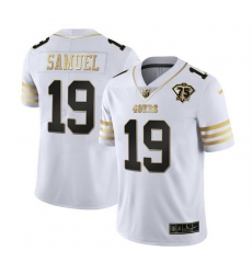 Men San Francisco 49ers 19 Deebo Samuel White Gold With 75th Patch Stitched Jersey