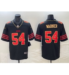 Men San Francisco 49ers 54 Fred Warner Black Gold Stitched Jersey