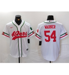 Men San Francisco 49ers 54 Fred Warner White With Patch Cool Base Stitched Baseball Jersey