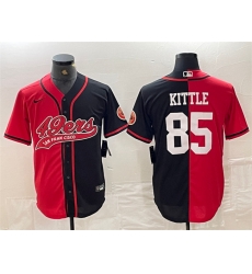 Men San Francisco 49ers 85 George Kittle Red Black Split With Patch Cool Base Stitched Baseball Jersey