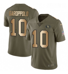 Mens Nike San Francisco 49ers 10 Jimmy Garoppolo Limited OliveGold 2017 Salute to Service NFL Jersey