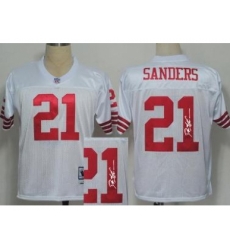 San Francisco 49ers 21 Deion Sanders White Throwback M&N Signed NFL Jerseys