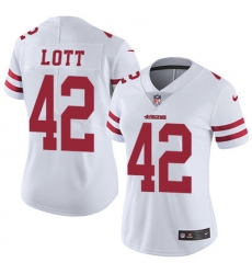 Nike 49ers #42 Ronnie Lott White Womens Stitched NFL Vapor Untouchable Limited Jersey