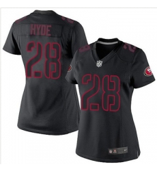 Women Nike 49ers #28 Carlos Hyde Black Impact Stitched NFL Limited Jersey