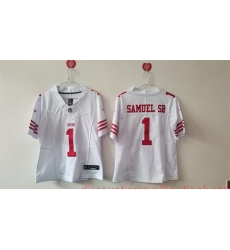 Women San Francisco 49ers 1 Deebo Samuel Sr  White F U S E Vapor Untouchable Stitched Jersey