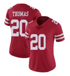 Women Sanfrancisco 49ers #20 Ambry Thomas Red Vapor Limited Jersey