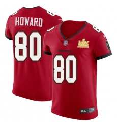 Men Tampa Bay Buccaneers 80 O  J  Howard Men Super Bowl LV Champions Patch Nike Red Vapor Elite Jersey