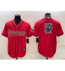 Men Tampa Bay Buccaneers Red Team Big Logo With Patch Cool Base Stitched Baseball Jersey