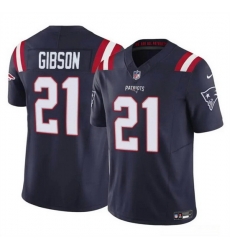 Men New England Patriots 21 Antonio Gibson Navy 2023 F U S E  Vapor Limited Stitched Football Jersey